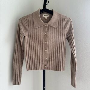 Women's Tan Ribbed Sweater